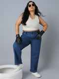 Women Plus Size Blue High-Rise Stretchable Jeans