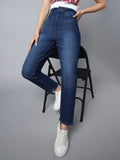 Women Mom Fit High-Rise Clean Look Light Fade Stretchable Jeans