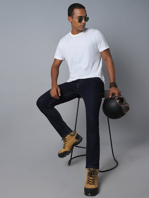 Men Blue Straight Fit Stretchable Jeans