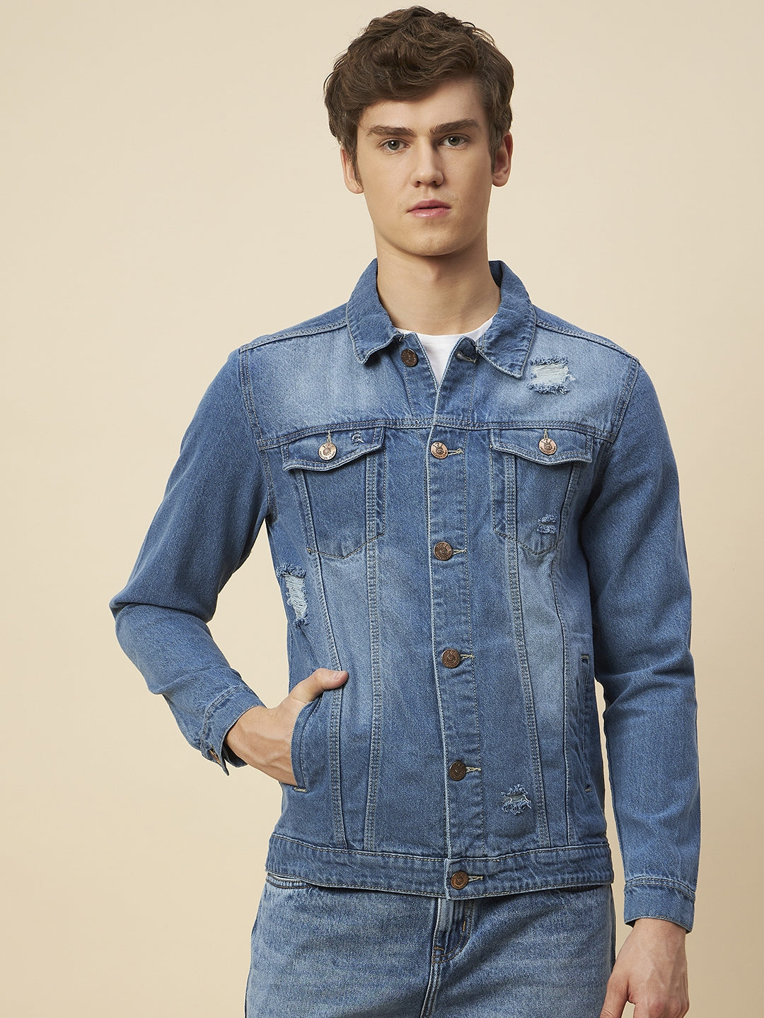 Washed Pure Cotton Denim Jacket