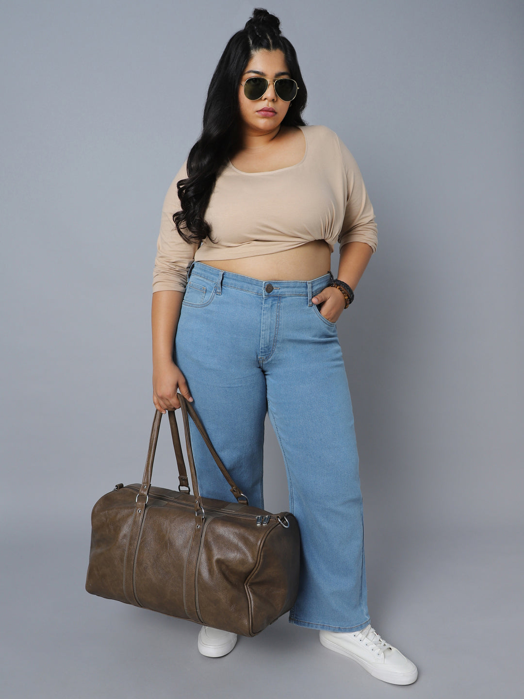 Women Blue Plus Size High-Rise Light Fade Stretchable Jeans