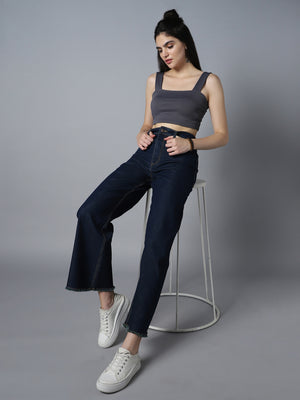 Women 90s Straight Fit High-Rise Clean Look Stretchable Jeans