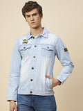 Men Blue Washed Denim Jacket