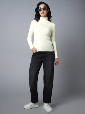 Ribbed Turtle Neck Long Sleeves Acrylic Pullover Sweaters