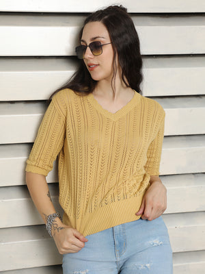 V-Neck crochet Cotton Top