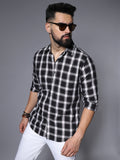 Checked Spread Collar Opaque Cotton Casual Shirt