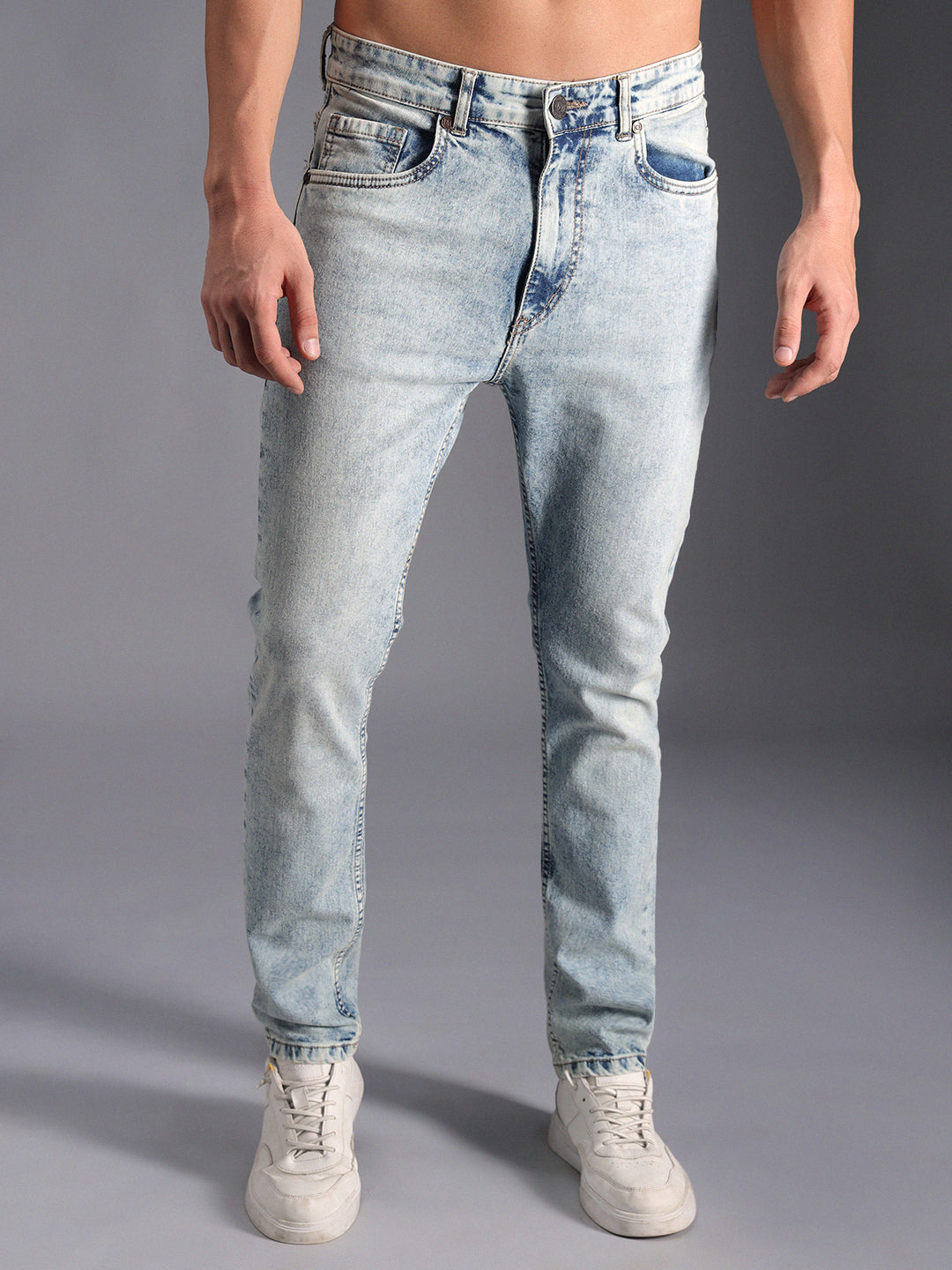 Men Straight Fit Clean Look Heavy Fade Cotton Jeans