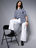 Classic Checked Spread Collar Boxy Fit Pure Cotton Casual Shirt