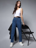 Women Stretch Straight Fit Clean Look Jeans