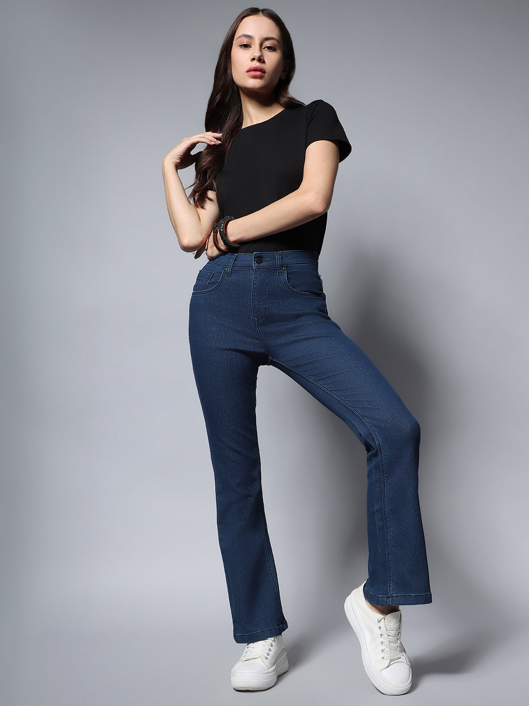 Women Blue Bootcut High-Rise Jeans