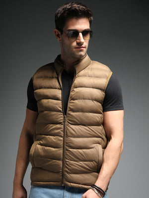 Mock Collar Sleeveless Puffer Jacket