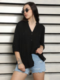 Women Regular Fit V-Neck Casual Shirt