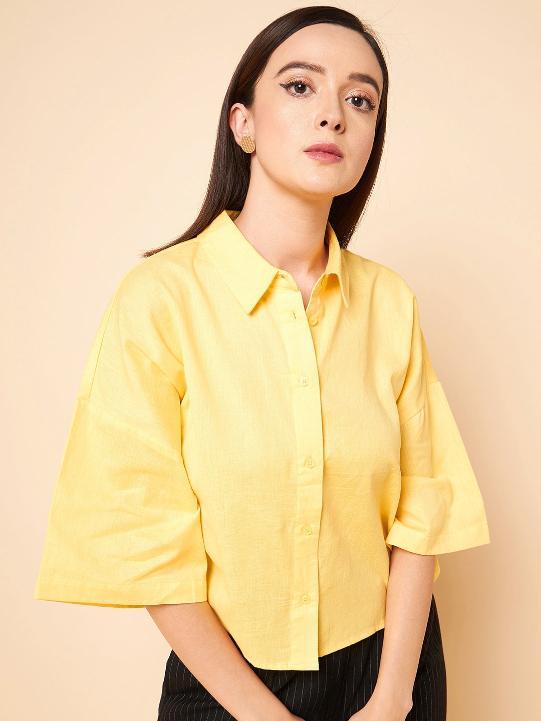 Oversized Solid Cotton Casual Shirt