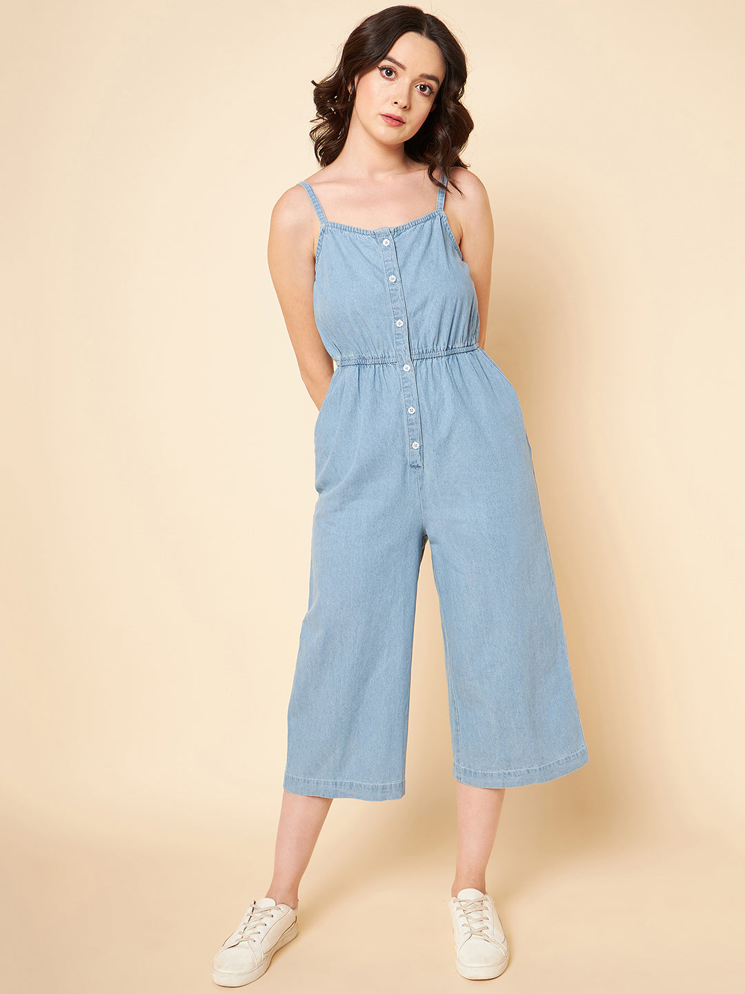 Pure Cotton Sleeveless Culotte Jumpsuit