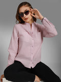 Classic Mandarin Collar Long Sleeves Cotton Casual Shirt