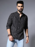 Checked Spread Collar Cotton Casual Shirt