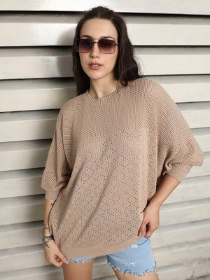 Cotton Crochet Batwing Sleeve Top