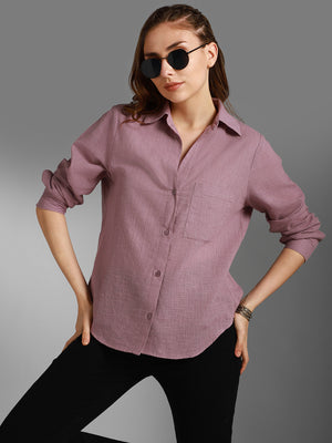 Classic Spread Collar Long Sleeves Cotton Casual Shirt