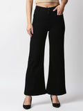 Women Black Wide Leg High-Rise Stretchable Jeans