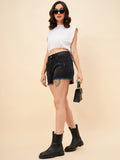 Women Mid-Rise Distressed Denim Shorts