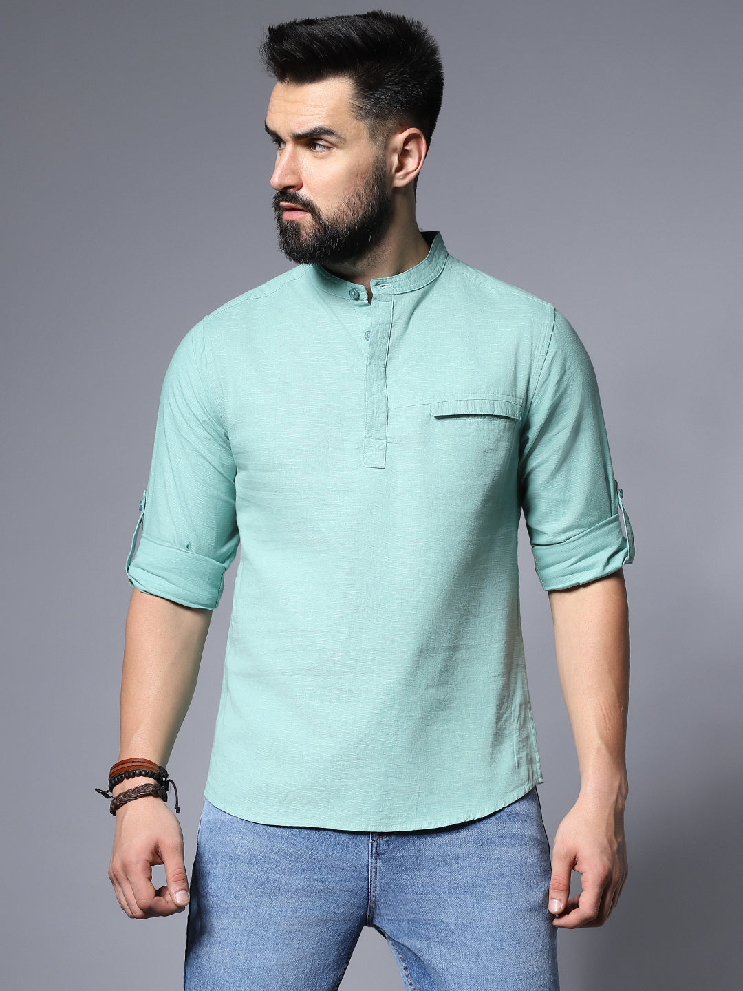 Green Classic Opaque Casual Shirt