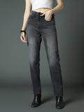 Women Straight Fit High-Rise Clean Look Heavy Fade Jeans