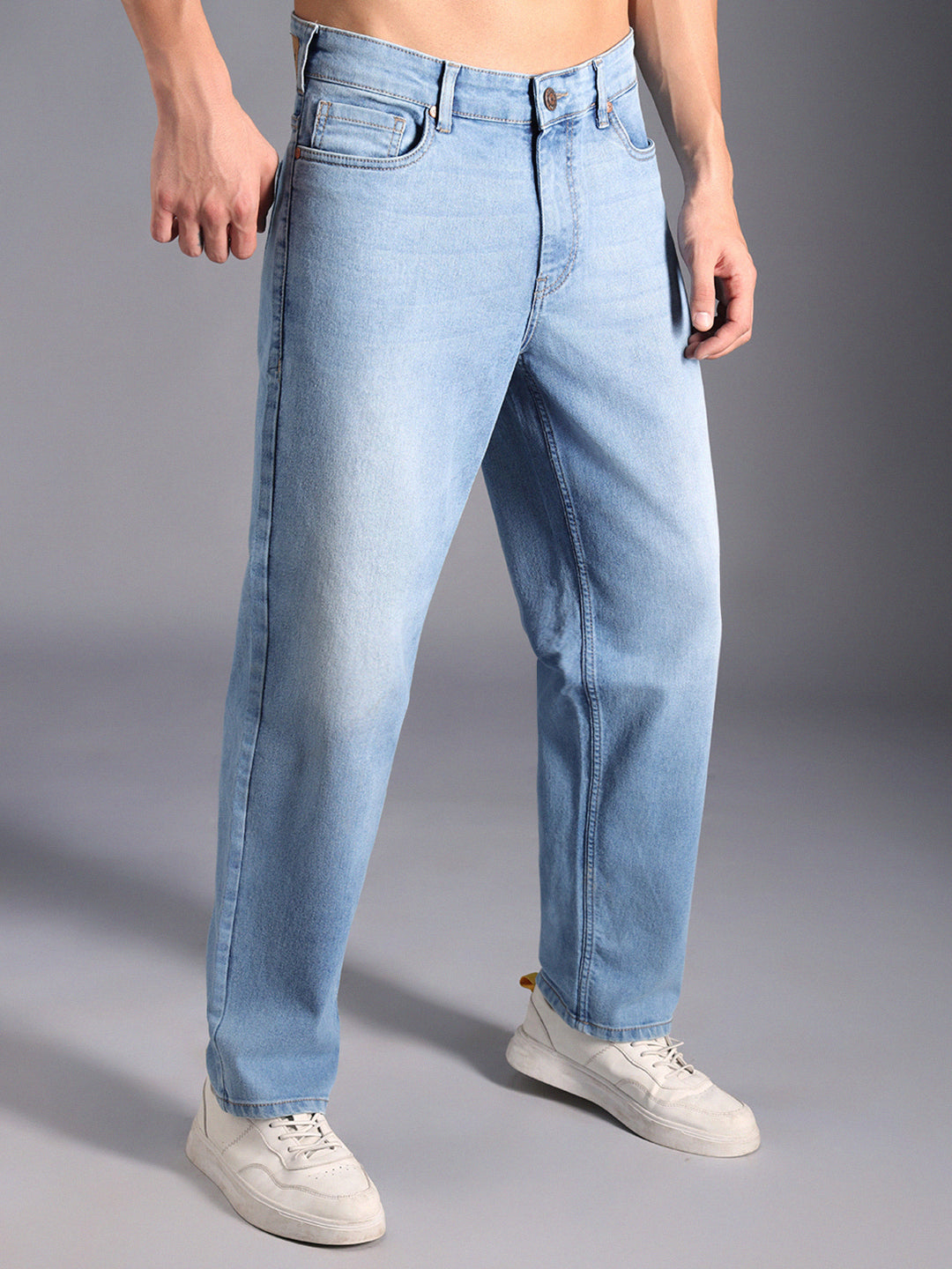 Men Tapered Fit Clean Look Light Fade Pure Cotton  Jeans