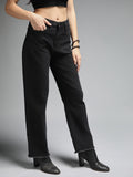 Women 90s Straight Fit High-Rise Clean Look Stretchable Jeans