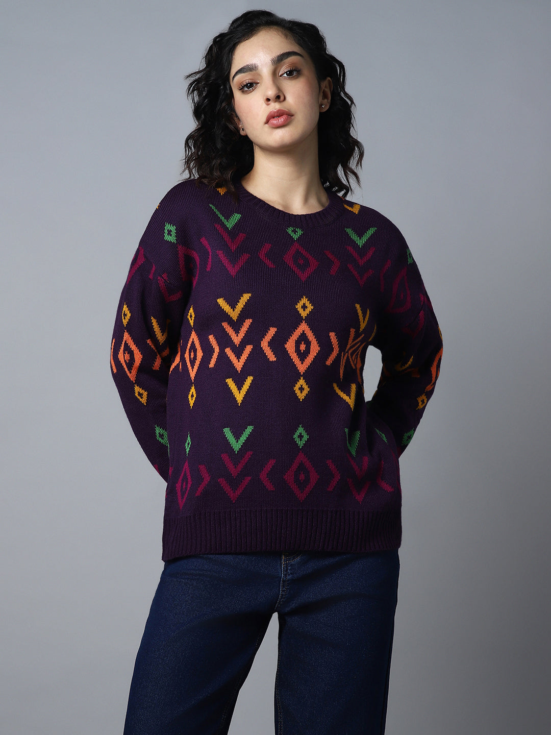 Geometric Printed Pullover Sweater