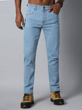 Men Straight Fit Mid-Rise Clean Look Stretchable Jeans