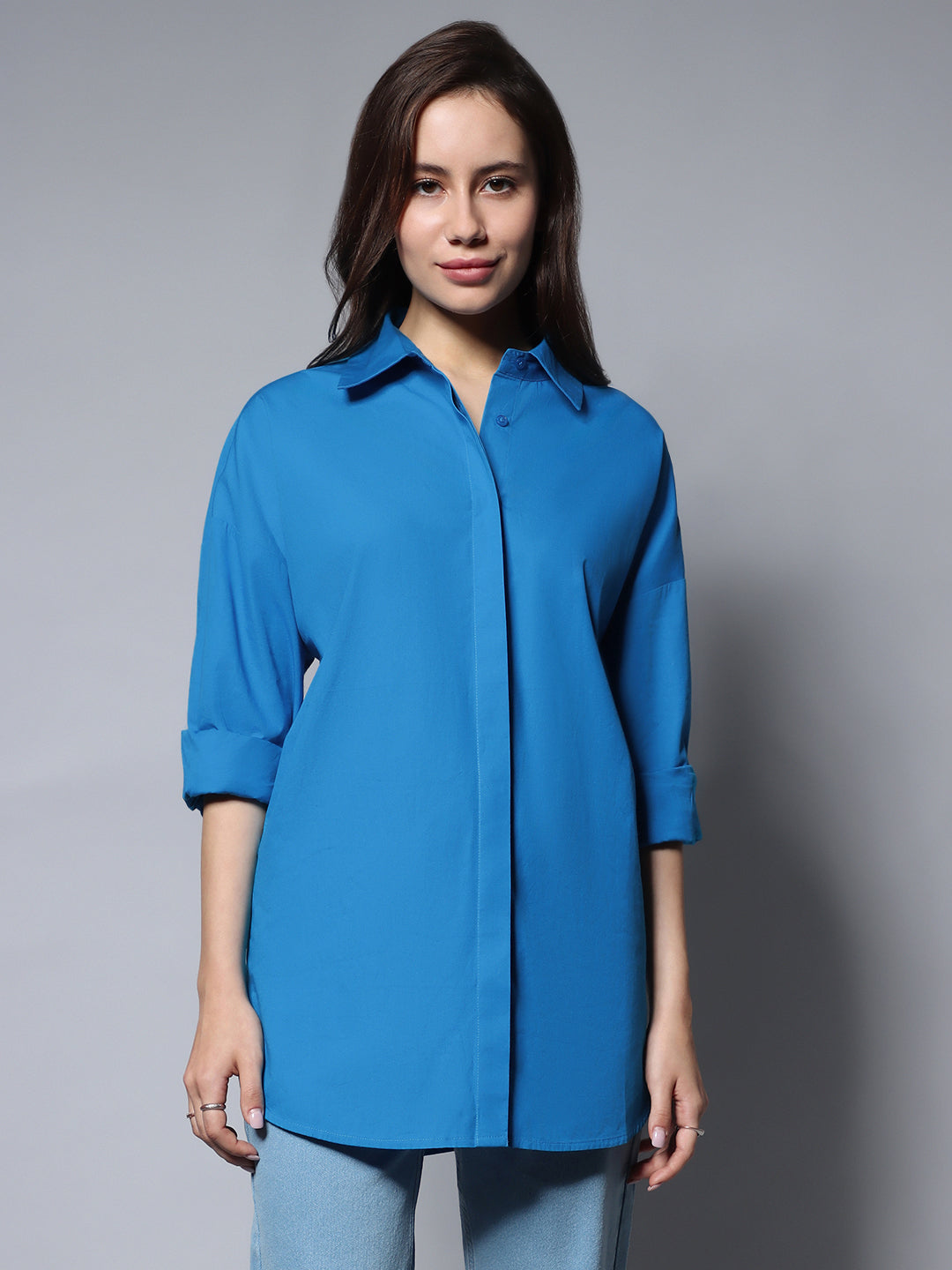 Long Sleeves Solid Oversized Casual Shirt