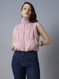 Mock Collar Sleeveless Crop Padded Jacket