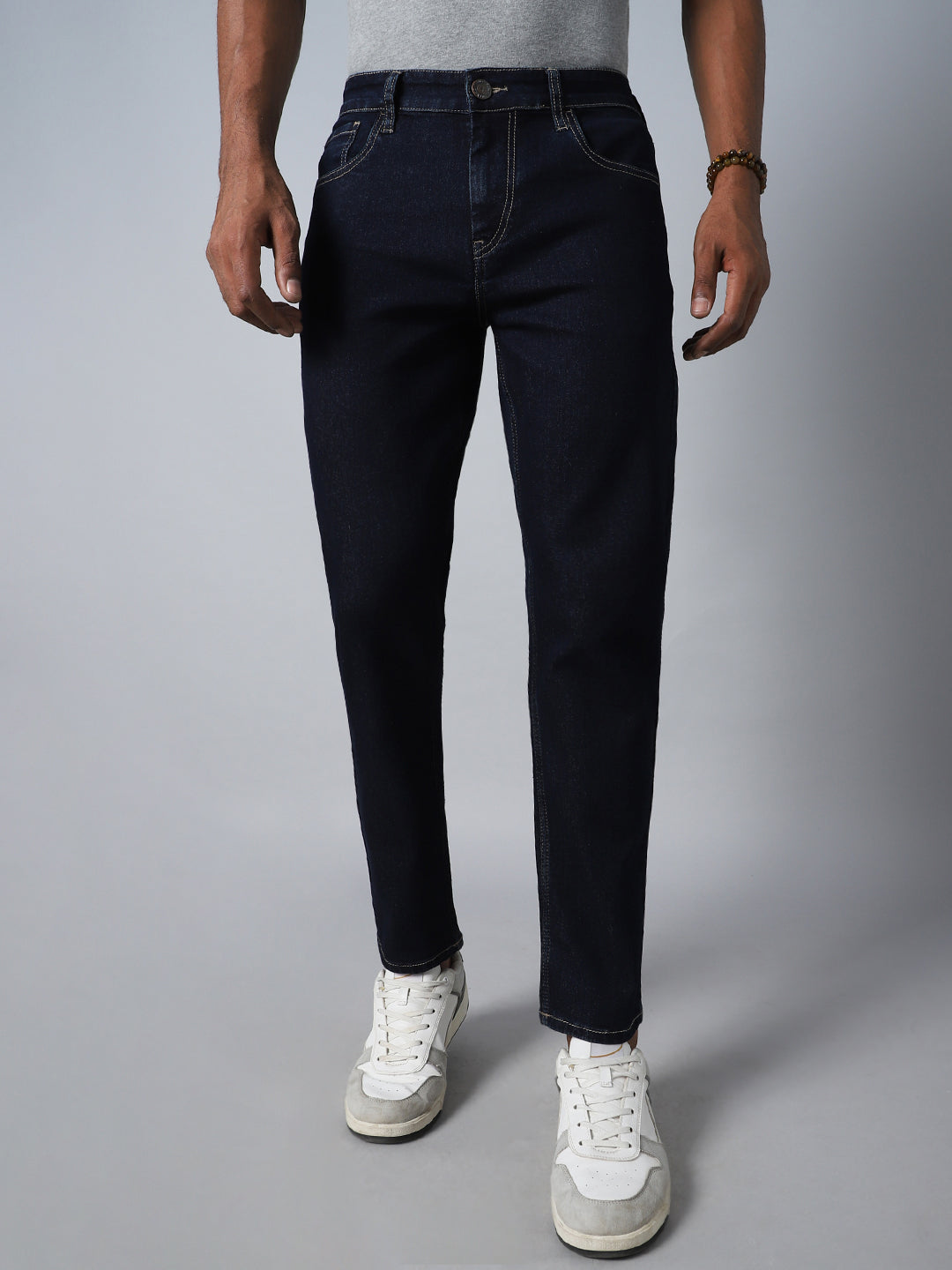 Men Tapered Fit Mid-Rise Clean Look Stretchable Jeans