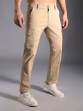 Men Relaxed Mid-Rise Cotton Cargos Trousers