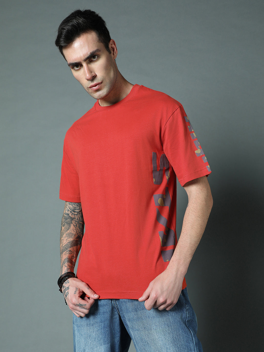 Typography Printed Relaxed Pure Cotton T-Shirts