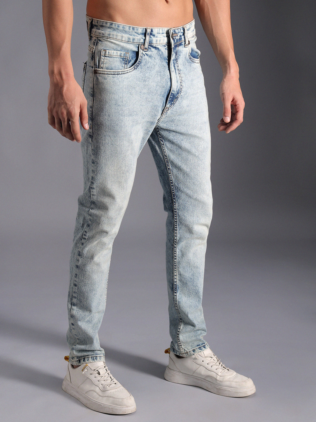 Men Straight Fit Clean Look Heavy Fade Cotton Jeans