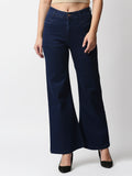 Women Navy Blue Wide Leg High-Rise Stretchable Jeans