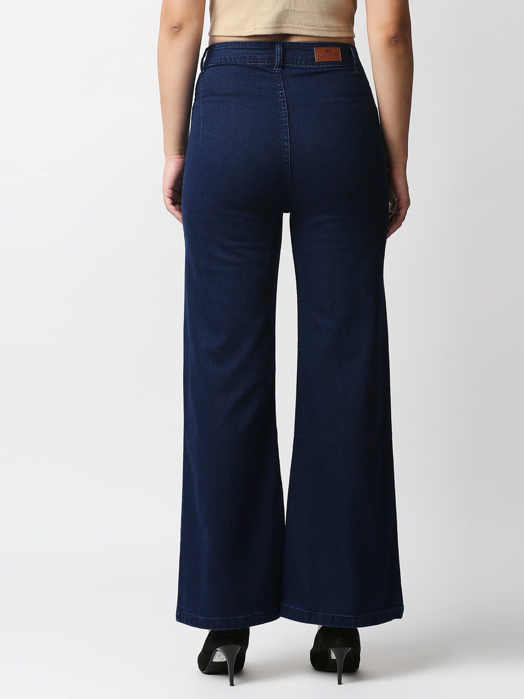 Women Navy Blue Wide Leg High-Rise Stretchable Jeans