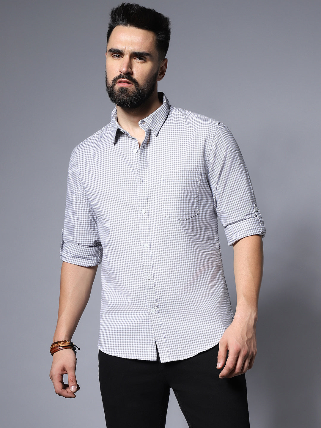 Classic Grid Tattersall Checked Pure Cotton Casual Shirt