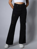 Non Stretch Flare Fit High Distress Jeans