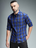 Classic Tartan Checks Spread Collar Long Sleeves Cotton Casual Shirt