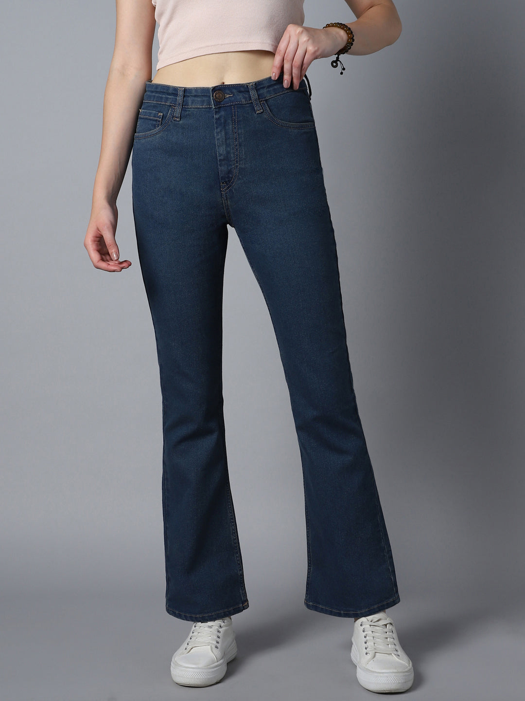 Women Bootcut High-Rise Clean Look Stretchable Jeans