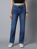 Women Straight Fit High-Rise Clean Look Light Fade Stretchable Jeans