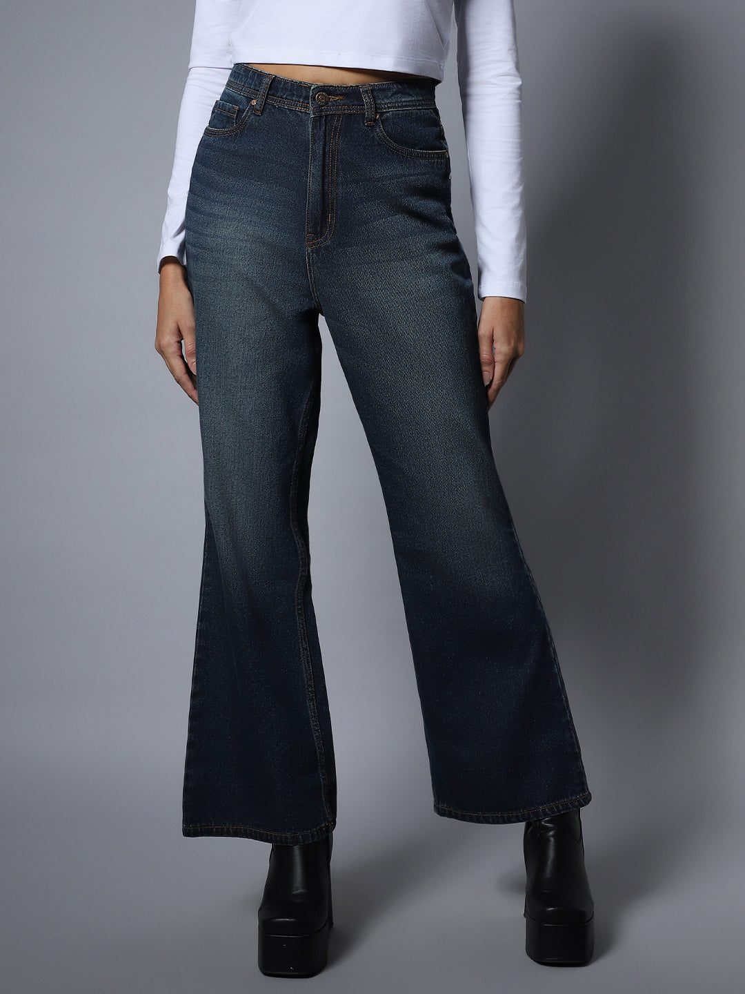 Non Stretch Cotton Flare Fit Jeans