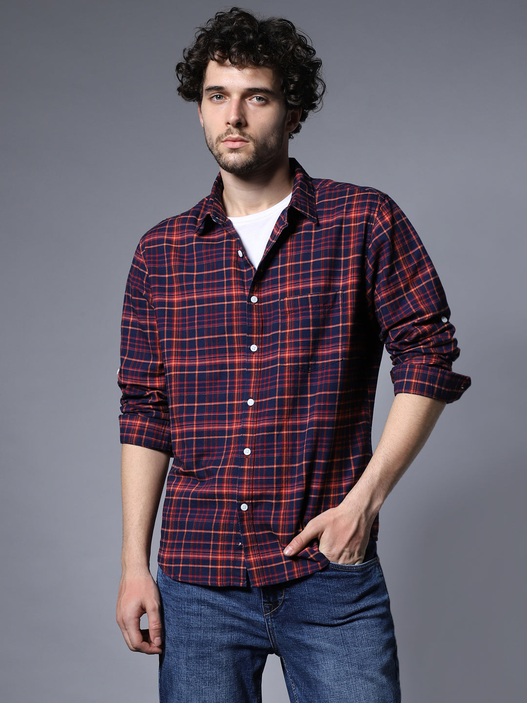 Classic Regular Fit Tartan Checked Opaque Cotton Casual Shirt