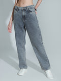 Women 90s Straight Light Shade High-Rise Clean Look Cotton Jeans