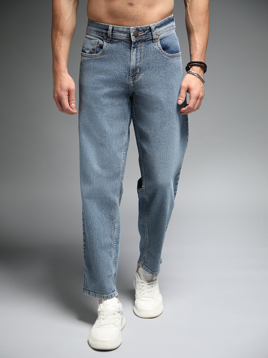 Men Blue Relaxed Fit Light Fade Jeans