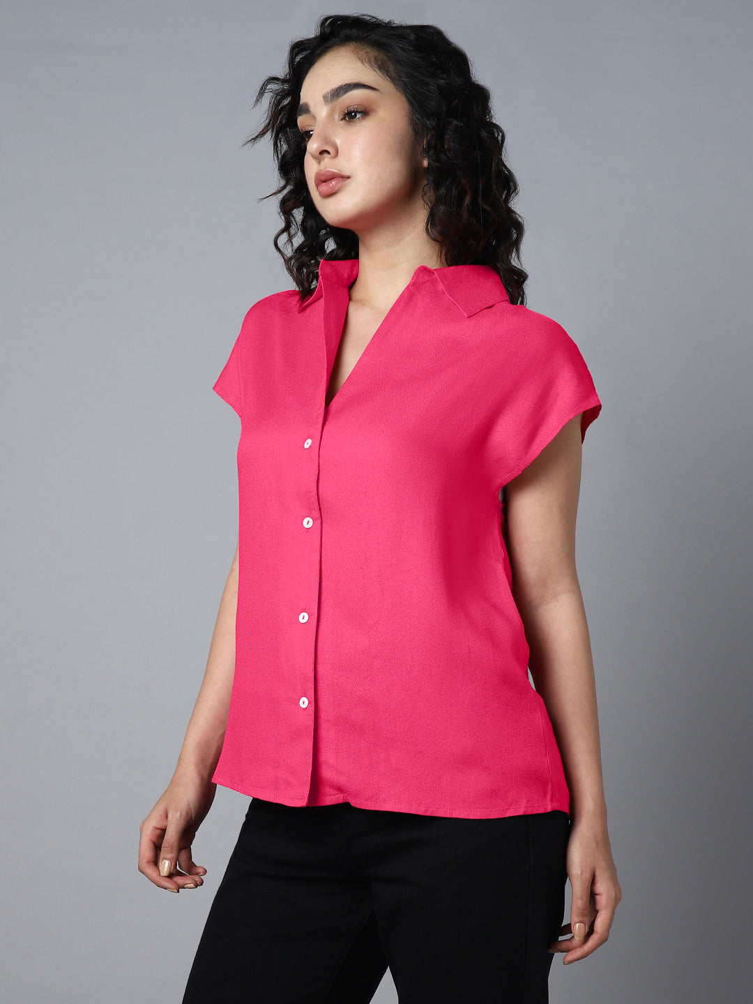 Spread Collar Extended Sleeves Classic Opaque Casual Shirt