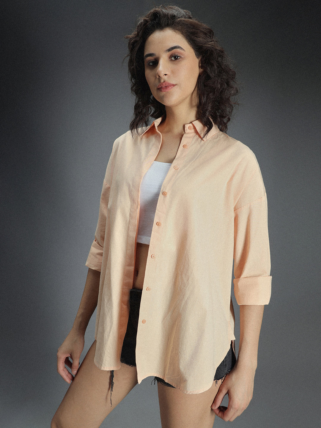 Classic Oversized Drop-Shoulder Sleeves Pure Cotton Casual Shirt