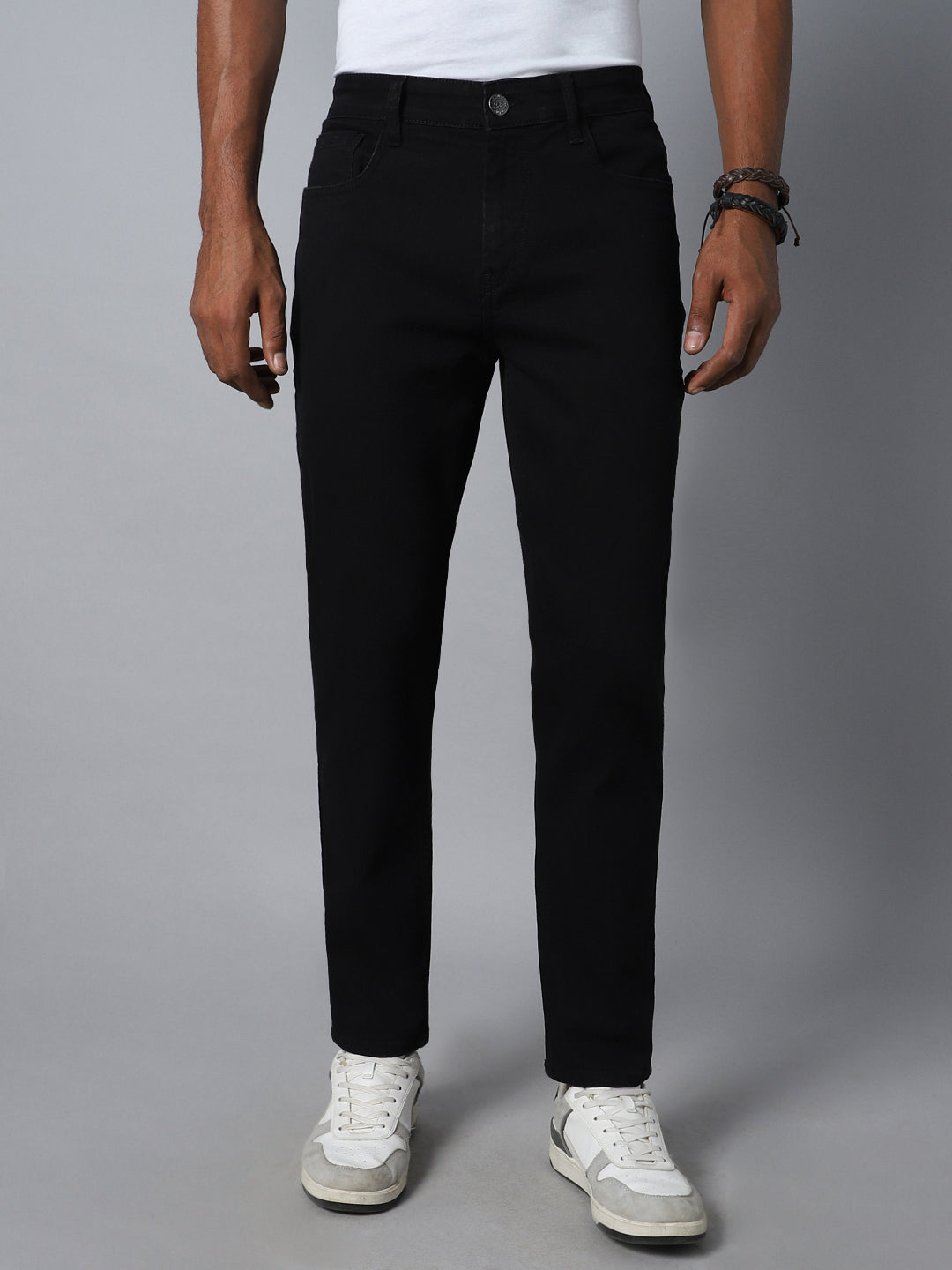 Men Tapered Fit Mid-Rise Clean Look Stretchable Jeans